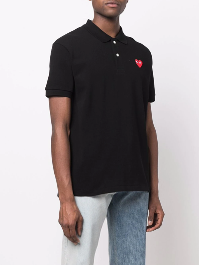 Shop Comme Des Garçons Logo-patch Polo Shirt In Schwarz