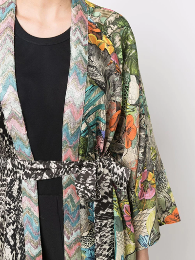 Shop Anjuna Mixed-print Belted Jacket In Grün