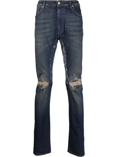 Shop Alchemist Bandana-print Ripped Jeans In Blau
