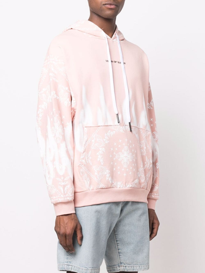 Shop Vision Of Super Flame-print Cotton Hoodie In Rosa