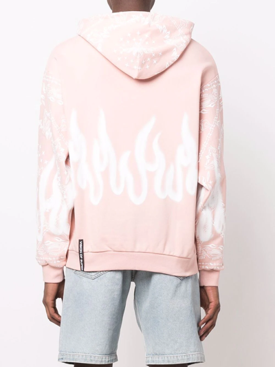 Shop Vision Of Super Flame-print Cotton Hoodie In Rosa