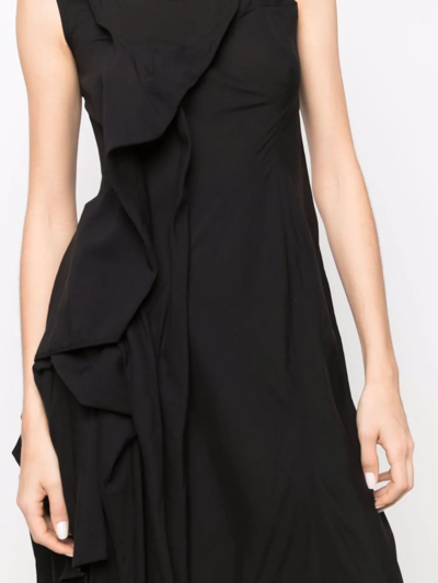 Shop Yohji Yamamoto Ruffle-trim Detail Dress In Schwarz