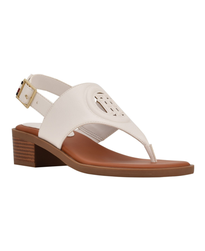 Shop Tommy Hilfiger Women's Olaya Low Heeled Sandals In White