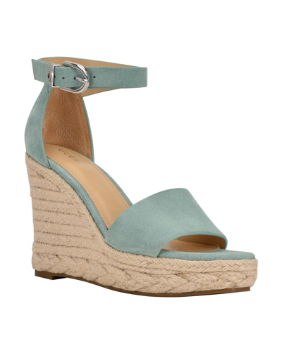 Shop Guess Women's Hidy Fashion Espadrille Wedge Sandals Women's Shoes In Pale Green