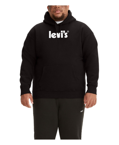 Shop Levi's Men's Big And Tall Relaxed Graphic Pullover Hoodie In Poster Caviar
