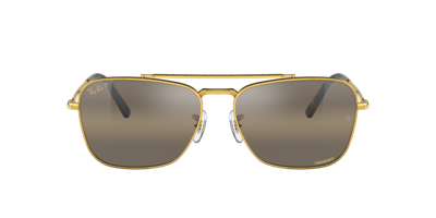 Ray Ban New Caravan Sunglasses Gold Frame Brown Lenses Polarized 55-15 In Polar Clear Gradient Dark Brown