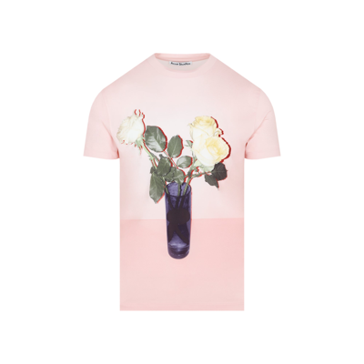 Shop Acne Studios Rose Print T-shirt Tshirt In Pink &amp; Purple