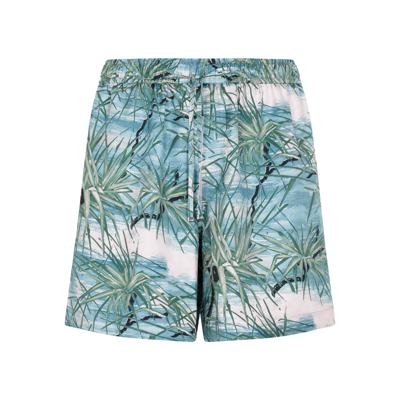 Shop Amiri Floral Aloha Shorts In Blue