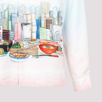 Shop Casablanca Silk Cuban Collar Shirt In Multicolour