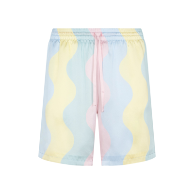 Shop Casablanca Silk Shorts Pants In Multicolour