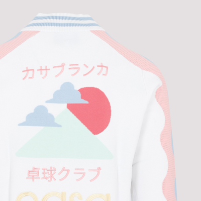 Shop Casablanca Logo Wave Print Track Jacket Sweater In White