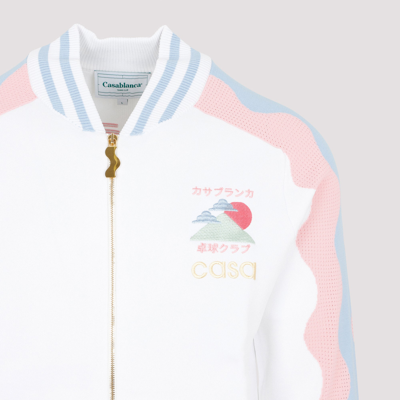 Shop Casablanca Logo Wave Print Track Jacket Sweater In White