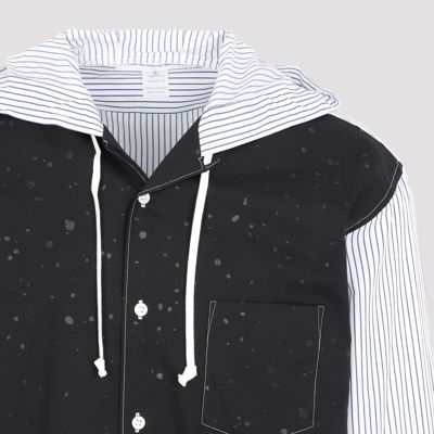 Comme Garçons Shirt Panelled Drawstring-hooded Shirt Blanc |