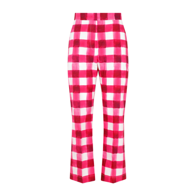 Shop Msgm Cotton Pants In Pink &amp; Purple