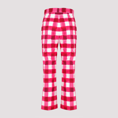 Shop Msgm Cotton Pants In Pink &amp; Purple