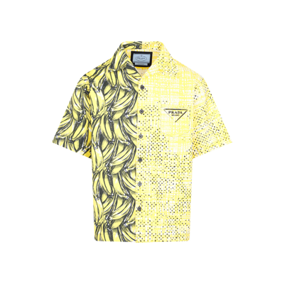 Shop Prada Banana Cotton Shirt In Yellow &amp; Orange