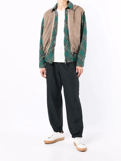 Shop Undercover Knitted Gilet Check-print Shirt Jacket In Grün