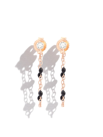 Shop Gigi Clozeau 18kt Rose Gold Supreme Beaded Diamond Earrings In Rosa