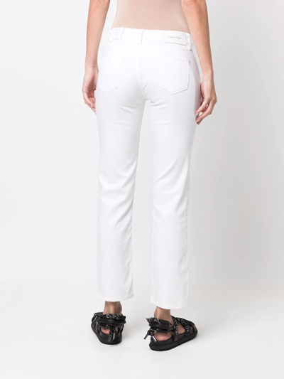 Shop Calvin Klein Low-rise Straight-leg Trousers In Weiss