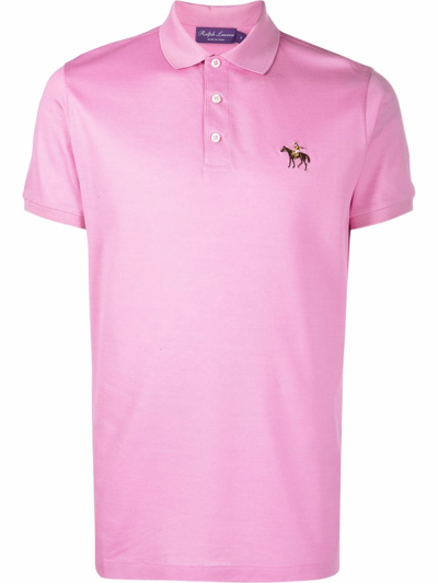 Shop Ralph Lauren Purple Label Standing Horse Embroidered Polo Shirt In Rosa