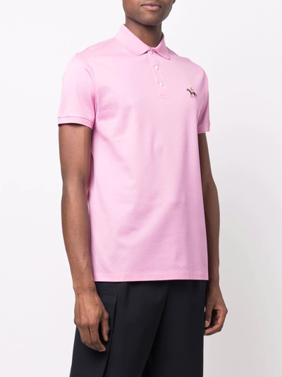 Shop Ralph Lauren Purple Label Standing Horse Embroidered Polo Shirt In Rosa