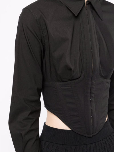Shop Dion Lee Undercorset Cropped Long-sleeve Shirt In Schwarz