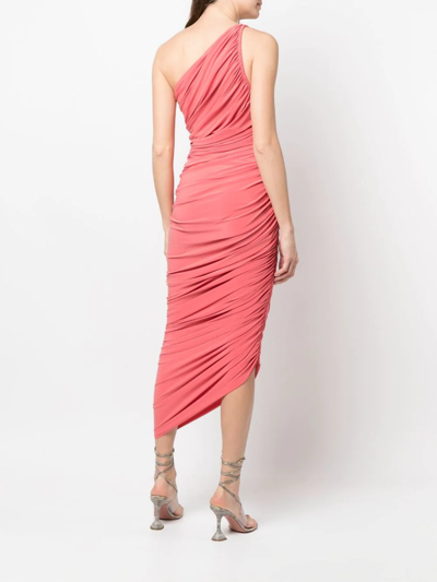 Shop Norma Kamali Diana One-shoulder Ruched Dress In Rosa