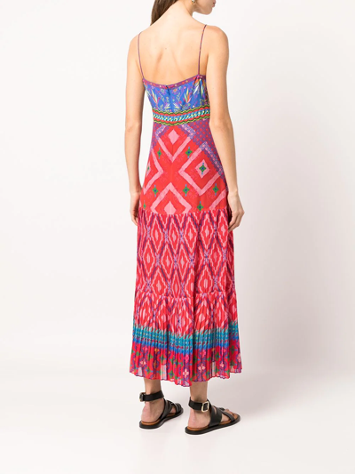 Saloni Veronica B Silk Cross Stitch Printed Midi Dress In Multicolor |  ModeSens