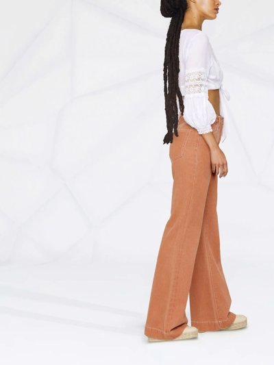 Charo Ruiz Vania Lace-trim Knotted Blouse In Weiss