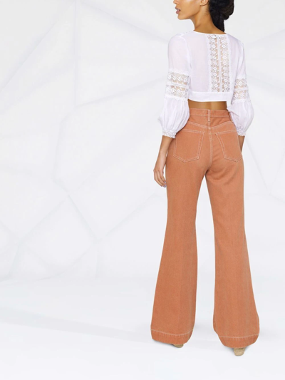 Charo Ruiz Vania Lace-trim Knotted Blouse In Weiss
