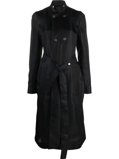 Shop Sapio Double-breasted Satin Coat In Schwarz