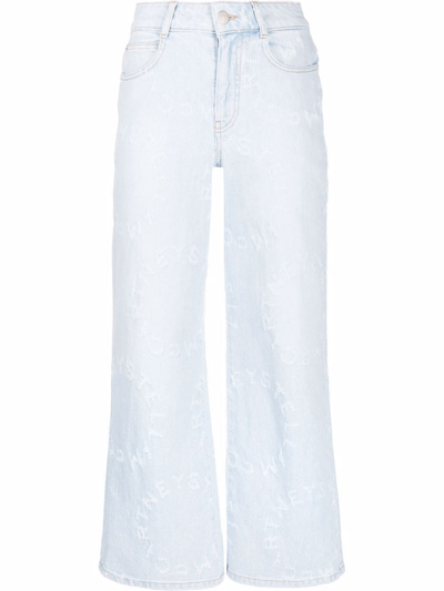 Stella Mccartney Stella Logo Distressed Cropped Jeans In Blau