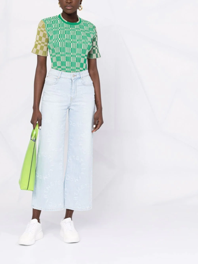Stella Mccartney Stella Logo Distressed Cropped Jeans In Blau