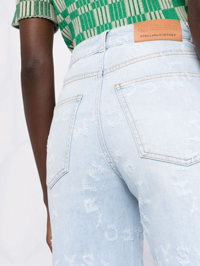 Stella Mccartney Stella Logo Distressed Cropped Jeans In Blau