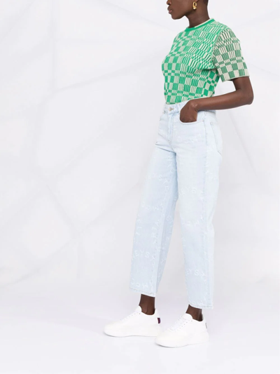 Stella Mccartney Stella Logo Distressed Cropped Jeans In Blau
