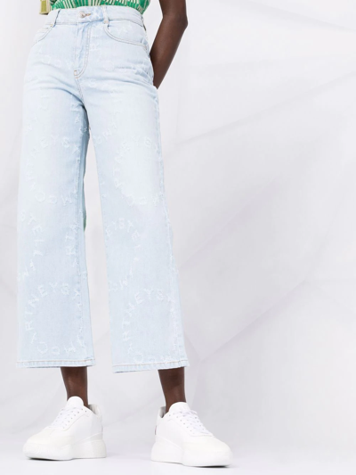 Stella Mccartney Stella Logo Distressed Cropped Jeans In Blau