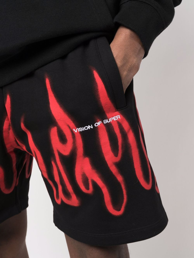 Shop Vision Of Super Embroidered-logo Cotton Track Shorts In Schwarz
