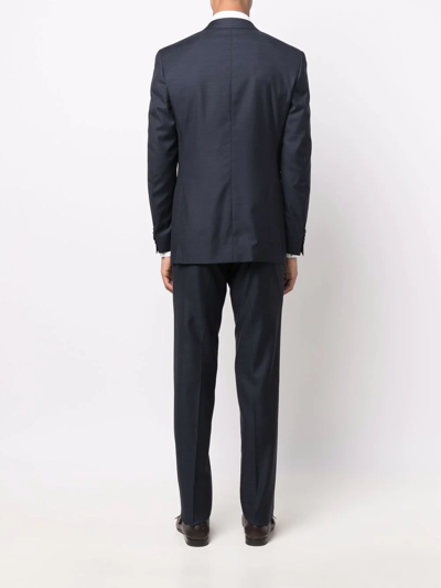Shop Canali Single-breasted Wool Suit In Blau