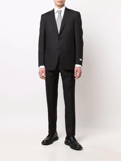 Canali Checked Single-breasted Wool Suit In Schwarz