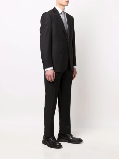 Canali Checked Single-breasted Wool Suit In Schwarz