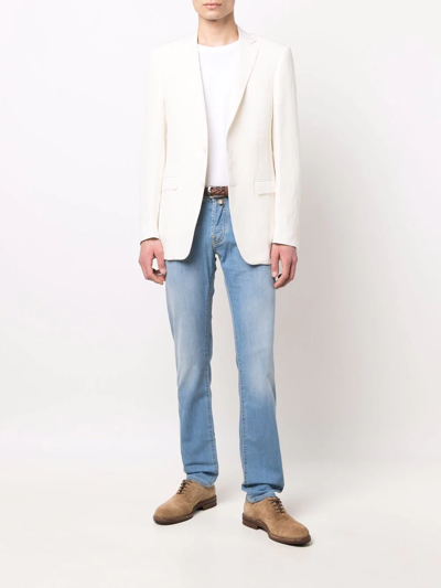 Canali Single-breasted Linen-silk Blazer In Weiss