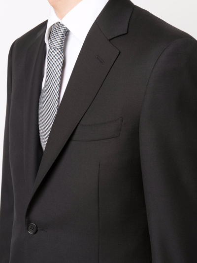 Canali Checked Single-breasted Wool Suit In Schwarz