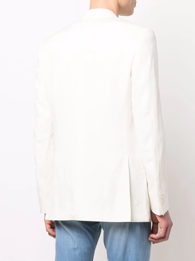 Canali Single-breasted Linen-silk Blazer In Weiss