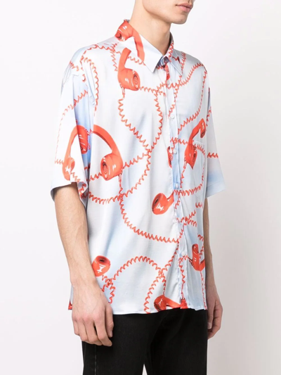 Shop Martine Rose Telephone-print Short-sleeve Shirt In Blau