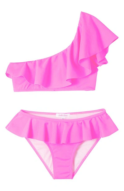 Shop Stella Cove Ruffle Two-piece Swimsuit In Neon Pink