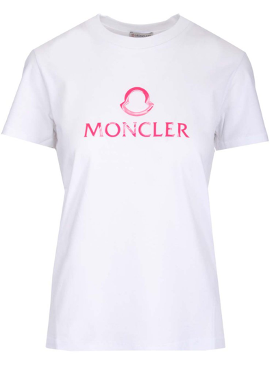 Shop Moncler Logo Printed Crewneck T In White