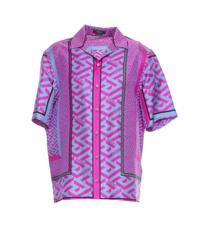 Shop Versace La Greca Shirt In Purple