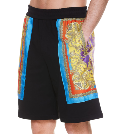 Shop Versace Barocco Print Bermuda In Black