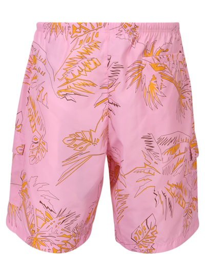 Shop Palm Angels Abstract Print Swimshort In Pink