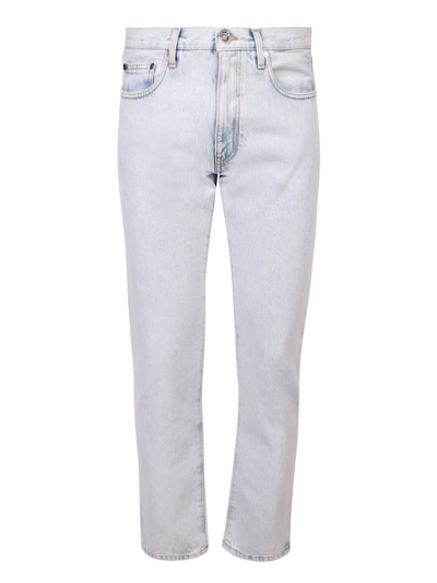 Shop Off-white Logo Print Slim Jeans In Blue